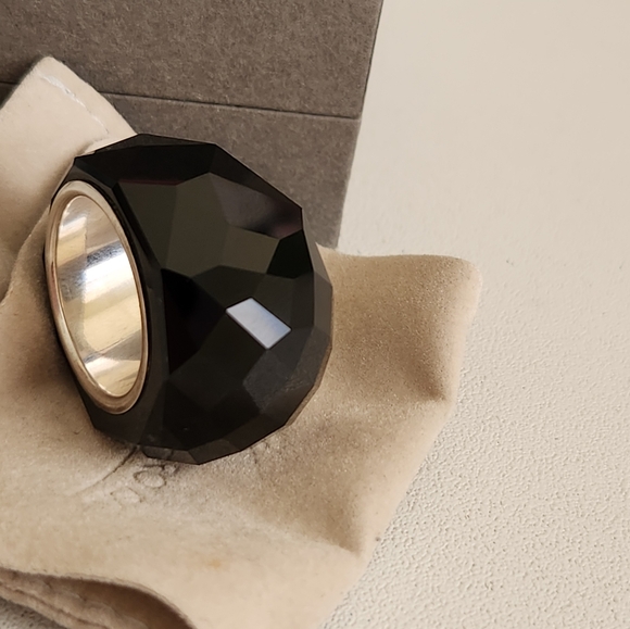 Daniel Swarovski Luxury Black Crystal Rhodium Plated Ring - Picture 2 of 7